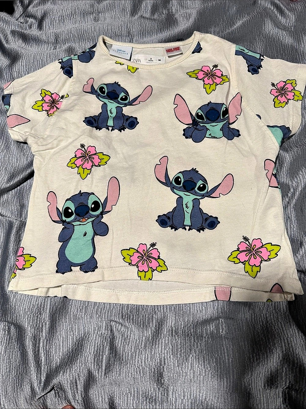 Zara Disney Classics Stitch Print T-Shirt Disney Stitch Floral Tee Size 3